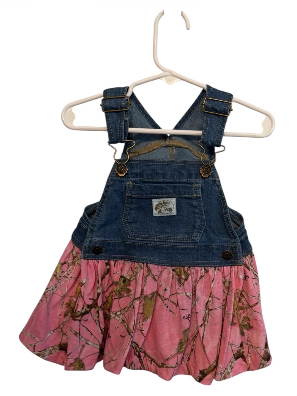 Bass Pro Shops Light Blue Denim Overalls with Brass Hardware